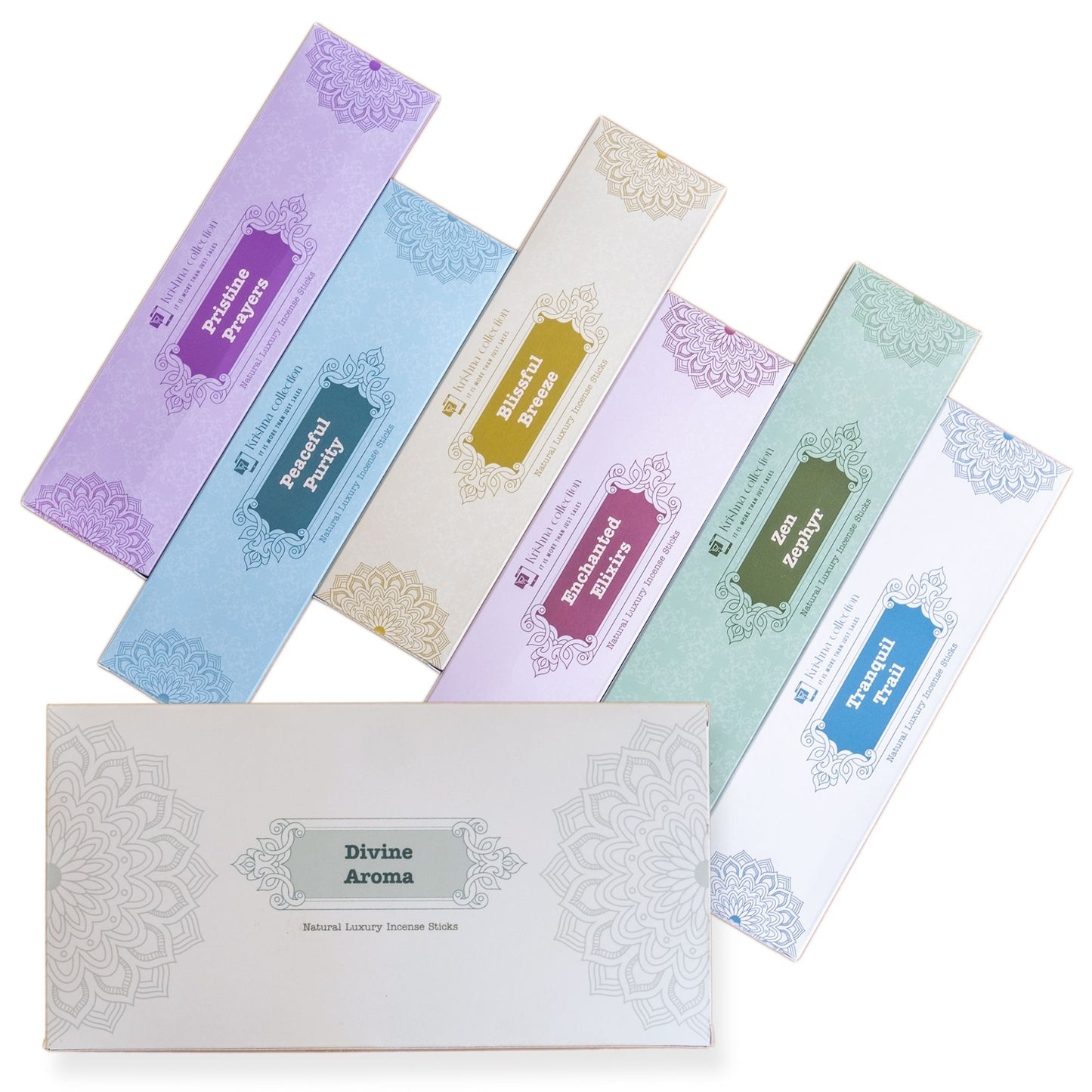 Divine Aroma Natural Incense Sticks Multipack with 6 Flavours, Charcoal Free, Non toxic Incense Stick, Made from Flowers, Herbs, Spices, Resin (108 pcs)