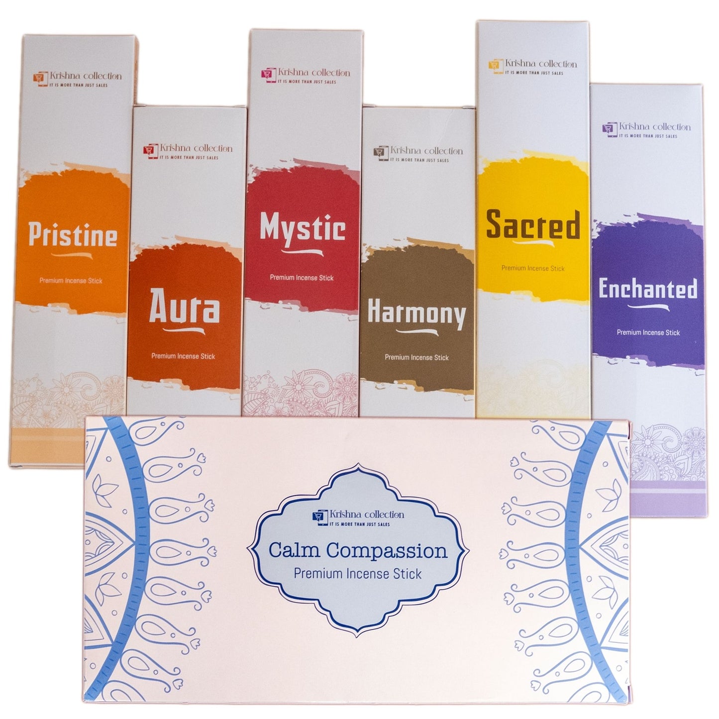 Krishna Collection – Calm Compassion Premium Incense Sticks – Odor Elimination, Long-Lasting Aroma for Spiritual Ambiance, Meditation & Relaxation