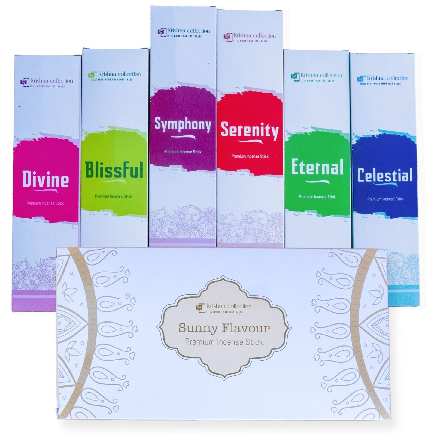 Krishna Collection – Sunny Flavour Premium Incense Sticks – Odor Elimination, Long-Lasting Aroma for Spiritual Ambiance, Meditation & Relaxation