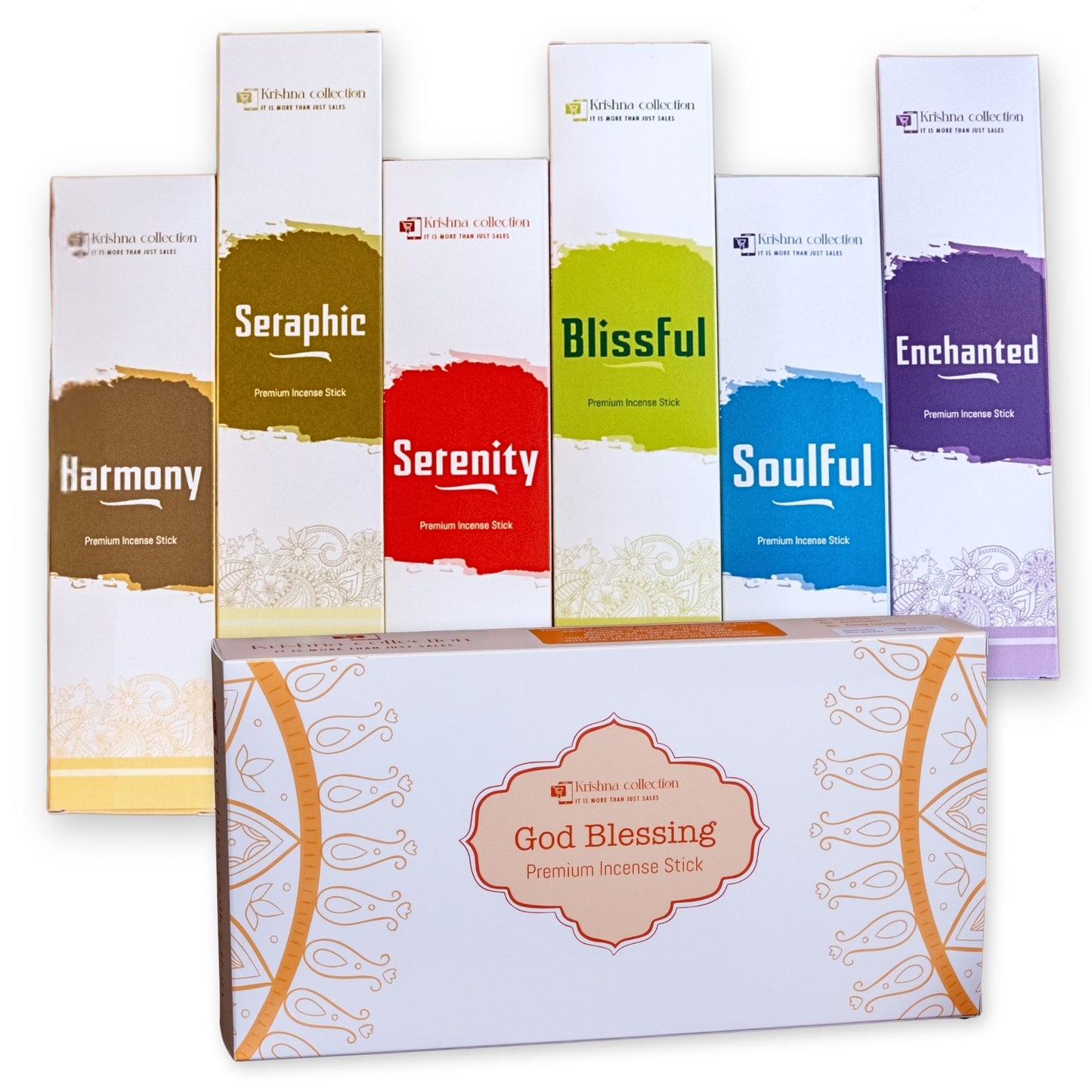 God Blessing Premium Incense Sticks Multipack with 6 Flavours, Charcoal Free, Non toxic Incense Stick, Made from Essential oil, Wood Powder, Resin (108 pcs)