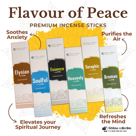 Krishna Collection – Flavours of Peace  Premium Incense Sticks – Odor Elimination, Long-Lasting Aroma for Spiritual Ambiance, Meditation & Relaxation