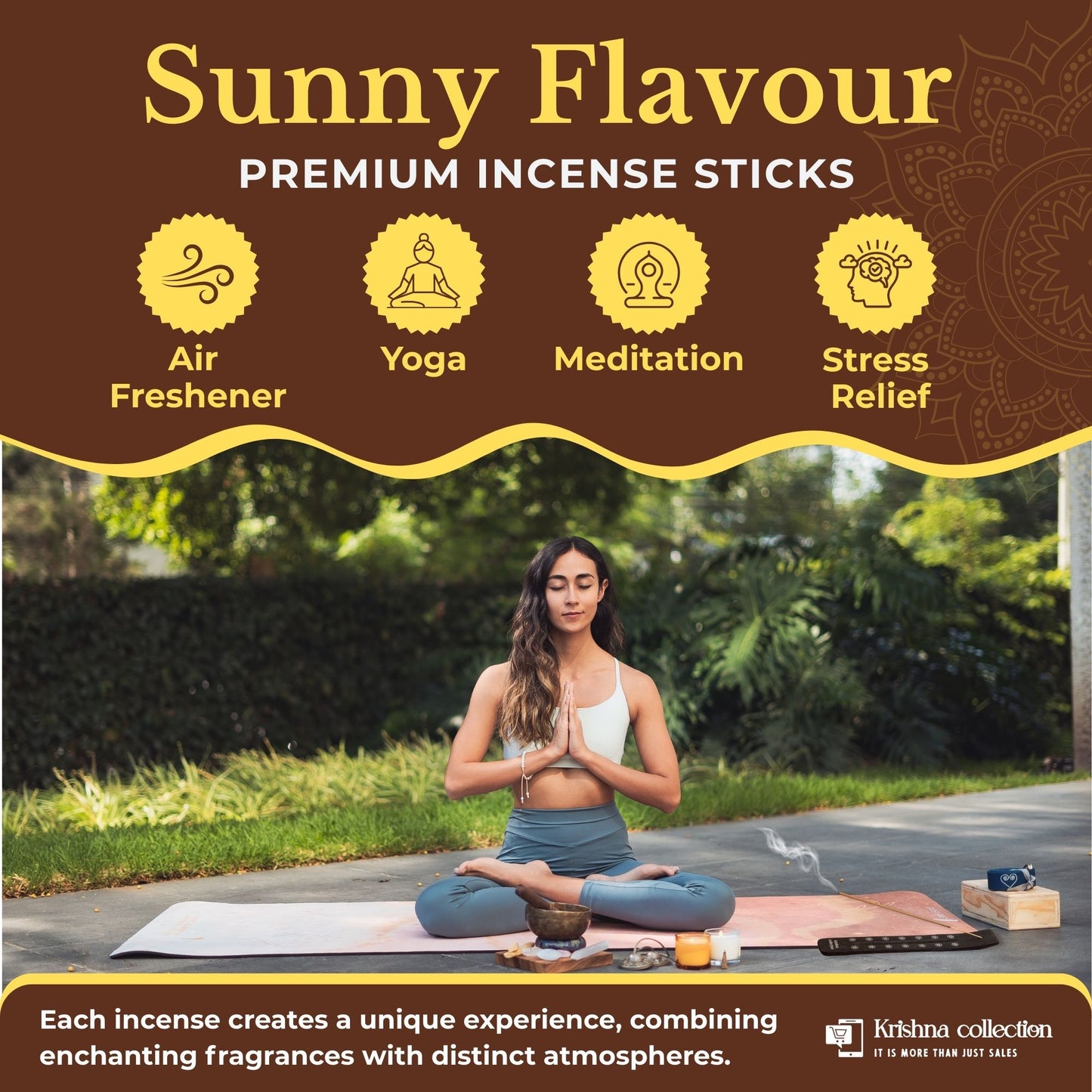 Krishna Collection – Sunny Flavour Premium Incense Sticks – Odor Elimination, Long-Lasting Aroma for Spiritual Ambiance, Meditation & Relaxation