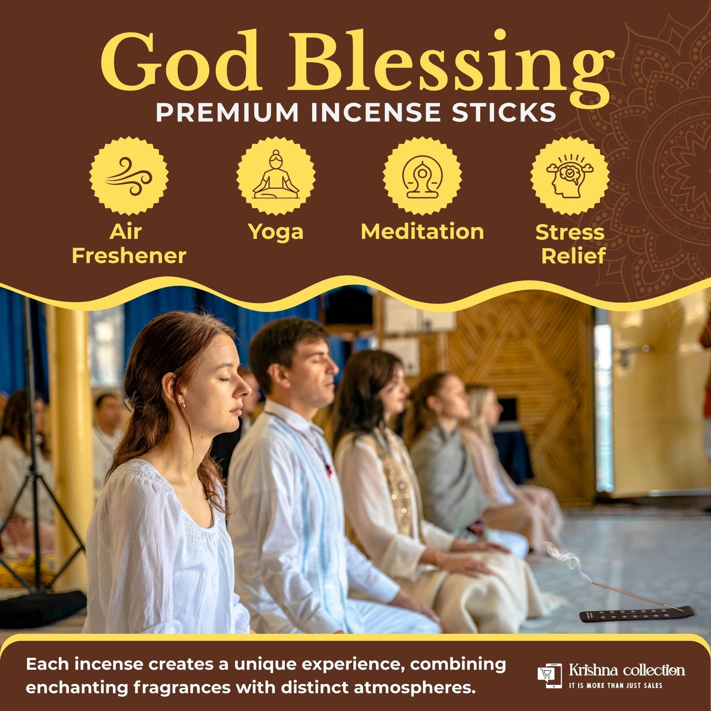 God Blessing Premium Incense Sticks Multipack with 6 Flavours, Charcoal Free, Non toxic Incense Stick, Made from Essential oil, Wood Powder, Resin (108 pcs)