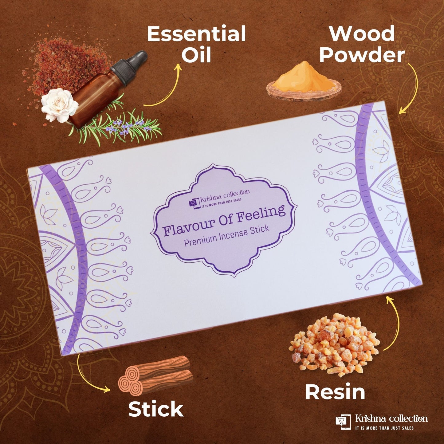 Krishna Collection – Flavour of Feeling Premium Incense Sticks – Odor Elimination, Long-Lasting Aroma for Spiritual Ambiance, Meditation & Relaxation