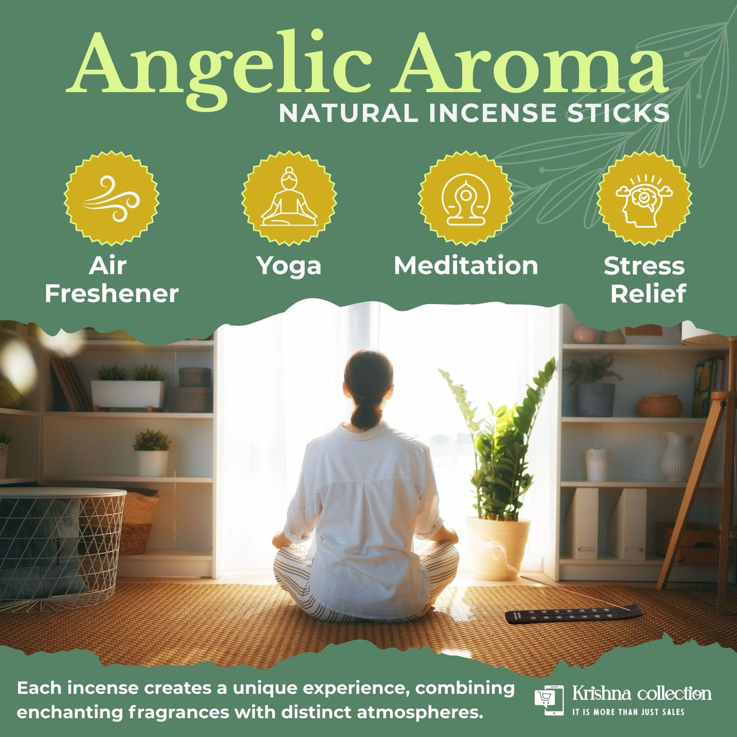 Angelic Aroma Natural Incense Sticks Multipack with 6 Flavours, Charcoal Free, Non toxic Incense Stick, Made from Flowers, Herbs, Spices, Resin (108 pcs)